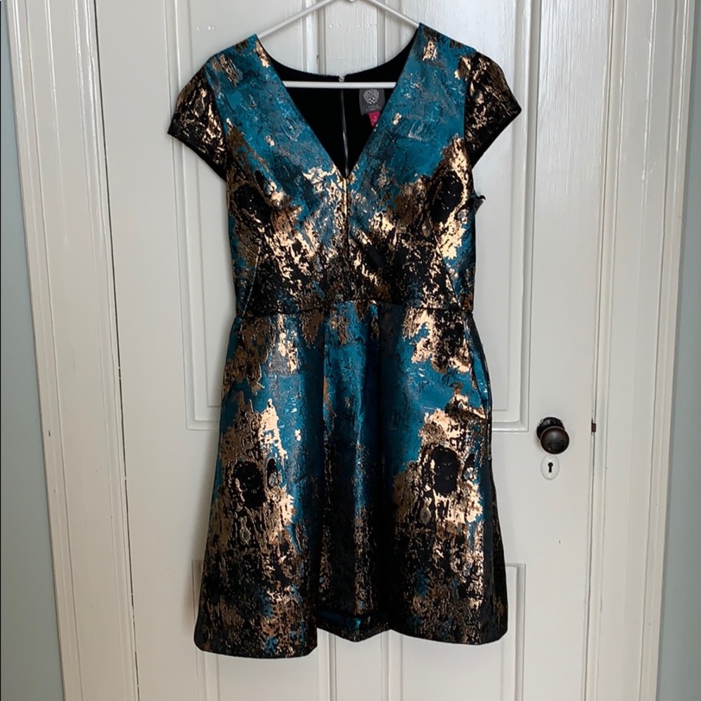Blue and black with gold accents